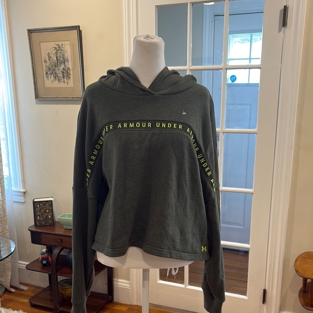 Under Armour Green Hoodie with Neon green lettering.  Size XL
